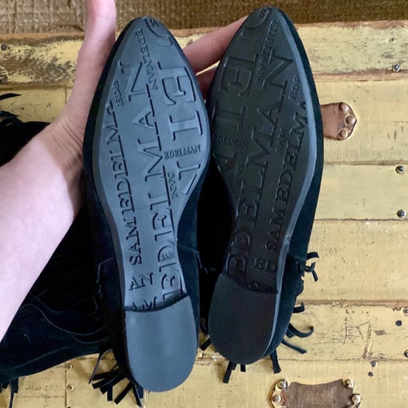 SAM EDELMAN BOHO BOOTS 100% LEATHER SUEDE TALL FRINGE BOOTS MOCCASIN FLAT BOOT 9 - Picture 13 of 16